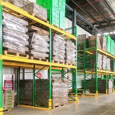 Δύο παλετές βαθιά ώθηση πίσω racking